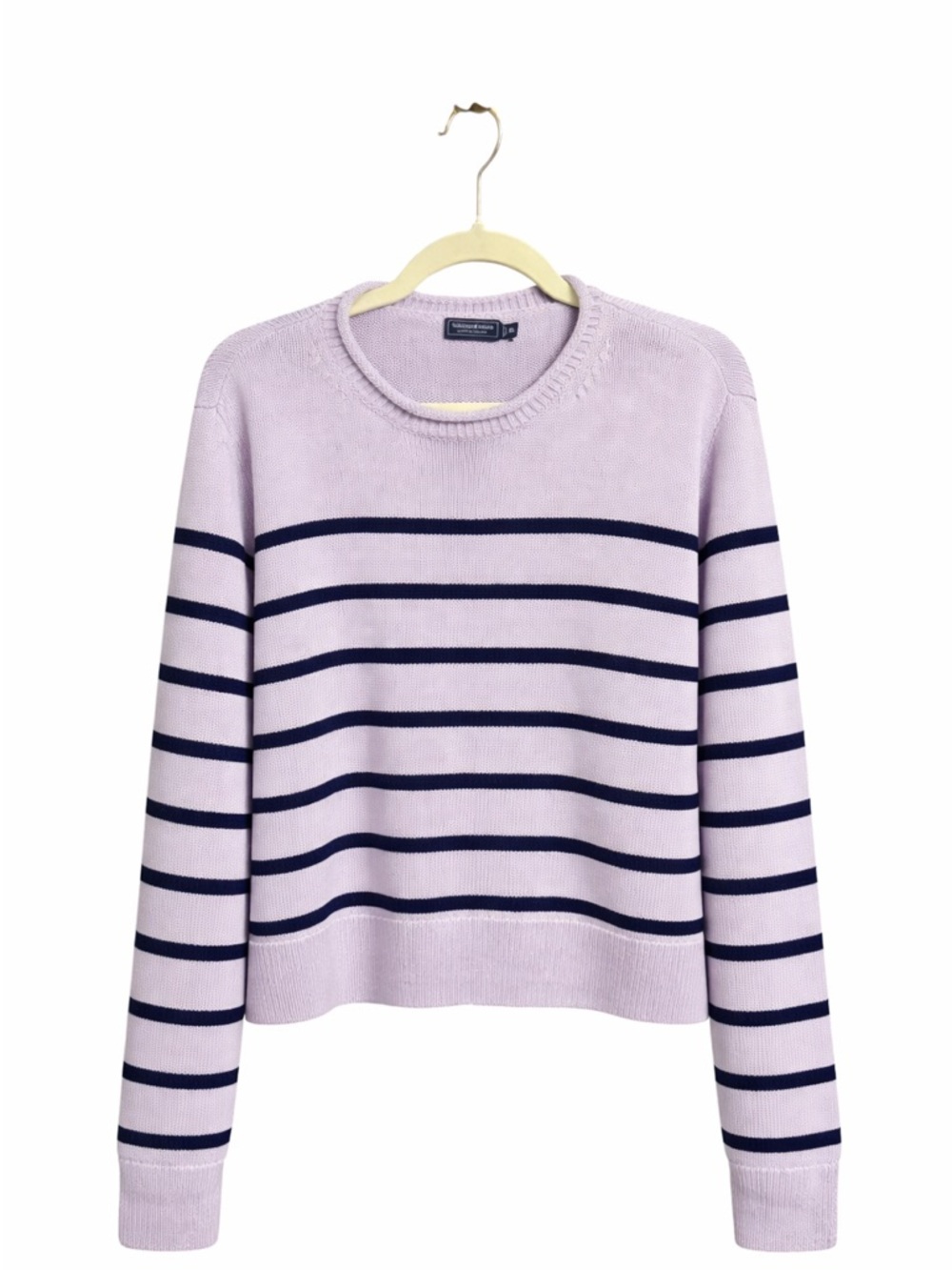 Vineyard Vines Women’s Purple Stripe Cotton Fisherman Sweater XL Preppy Coastal - Picture 3 of 8